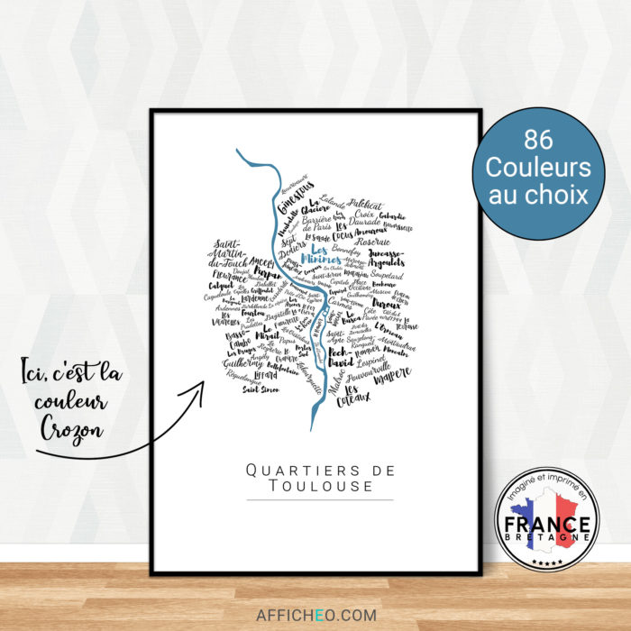 Affiche des quartiers de Toulouse personnalisée