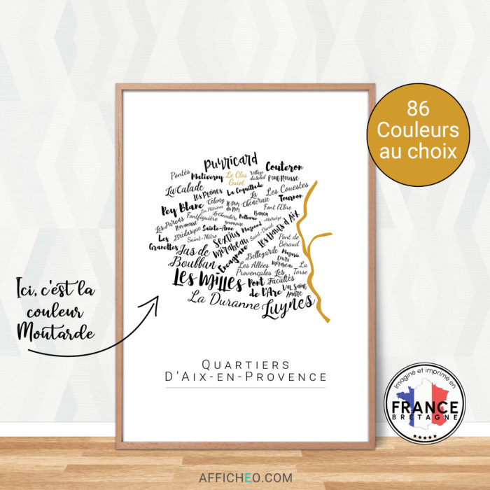 Affiche des quartiers de Aix en Provence personnalisée