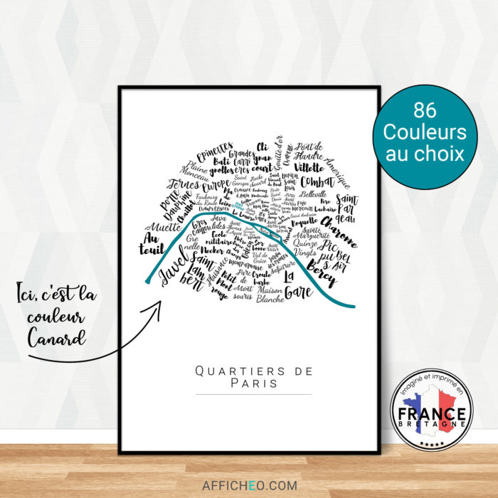 Affiche des quartiers de Paris personnalisée