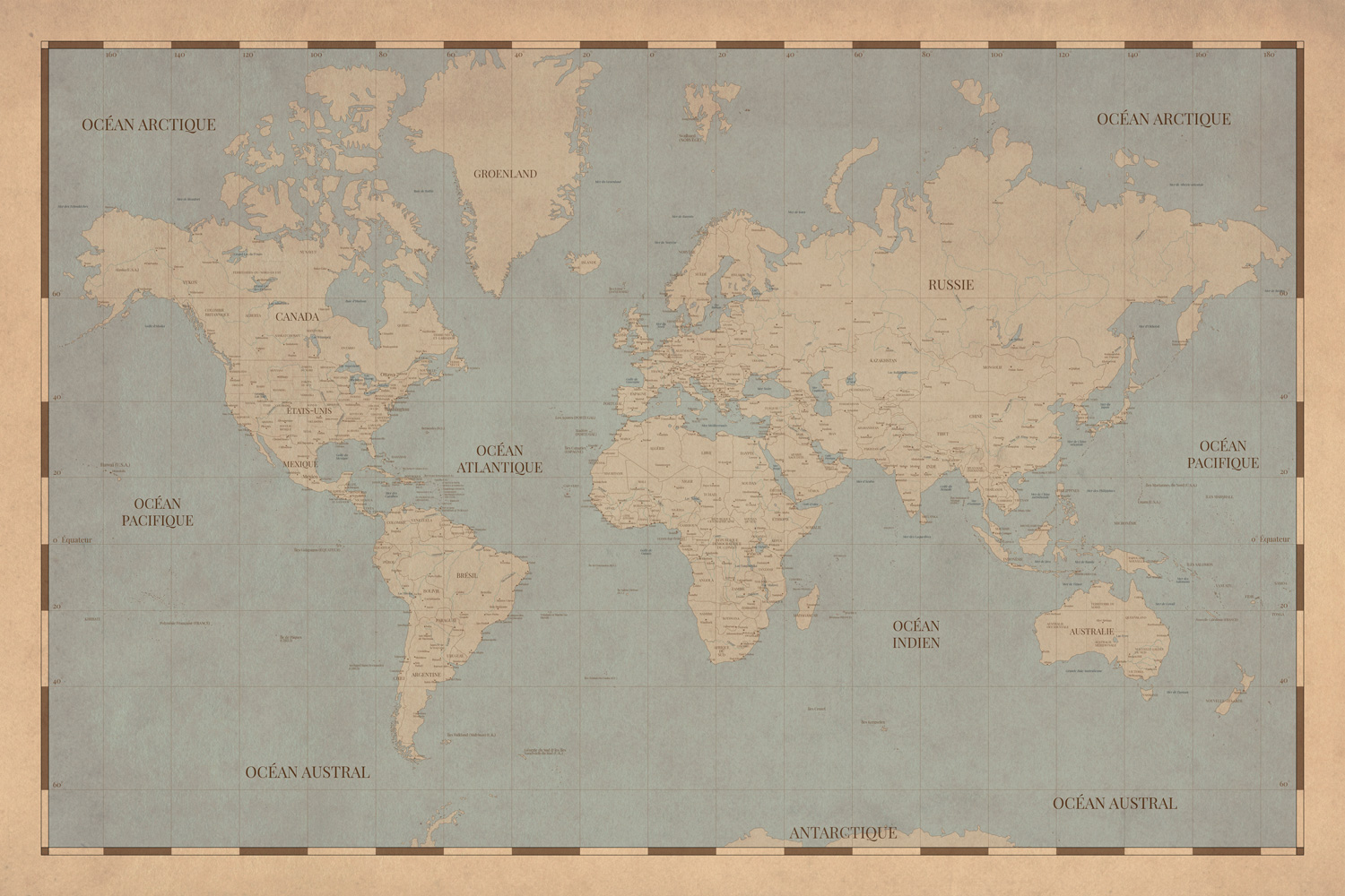 Carte Du Monde Personnalisée Odyssée Afficheo