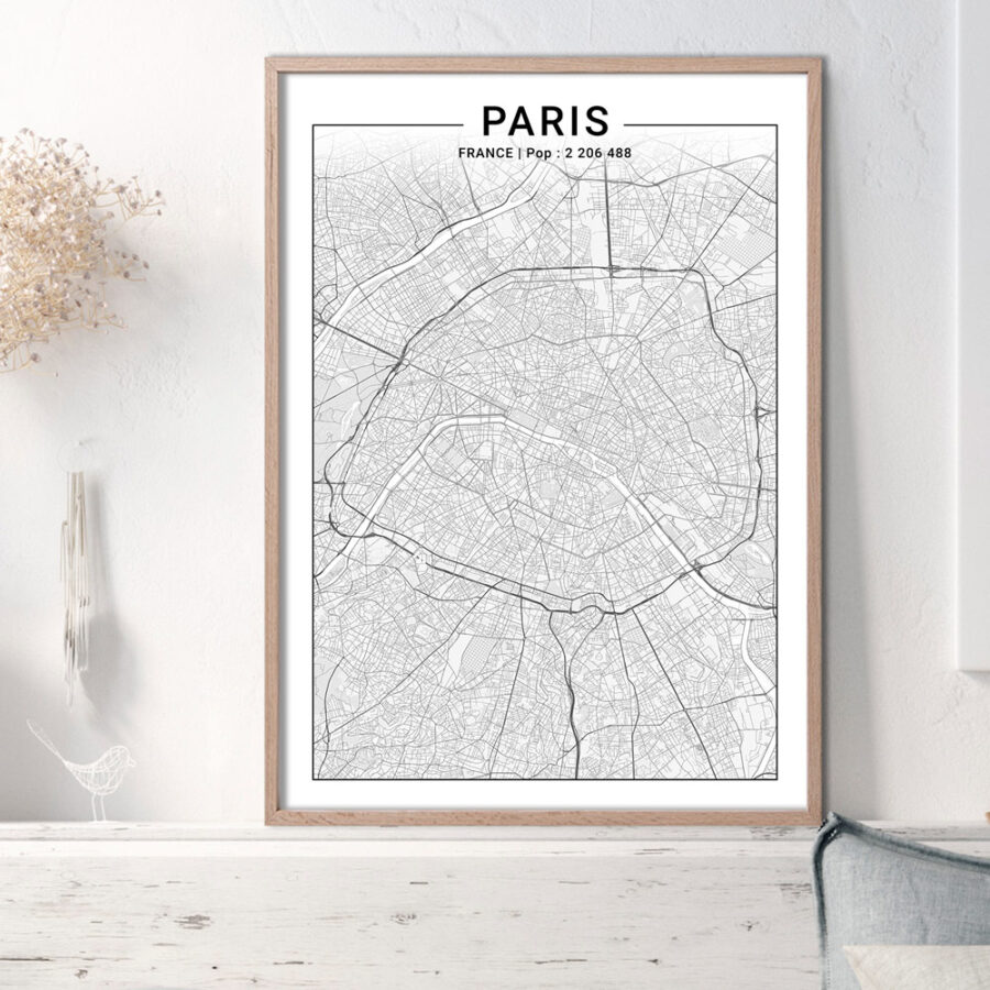 Affiche noir et blanc de Paris