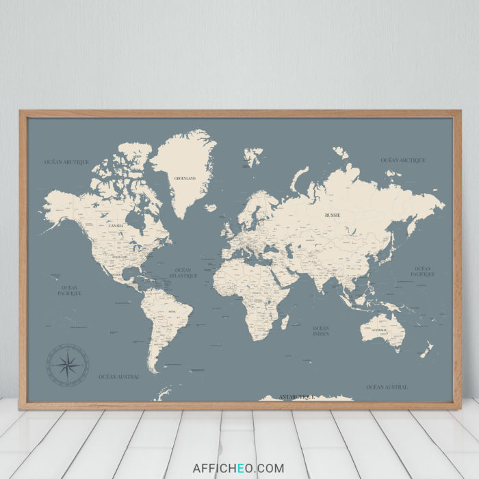 Carte du monde bleue