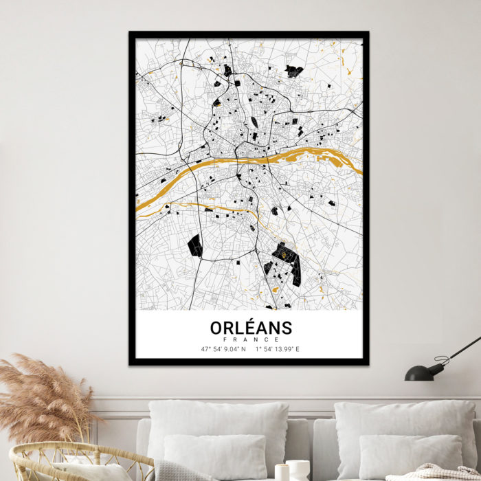 affiche plan des rues d'Orléans