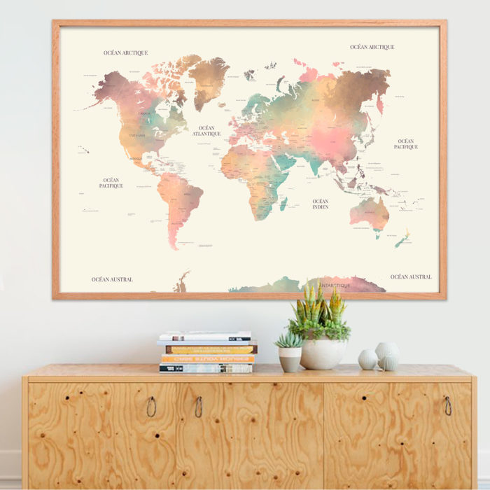 carte du monde pastel