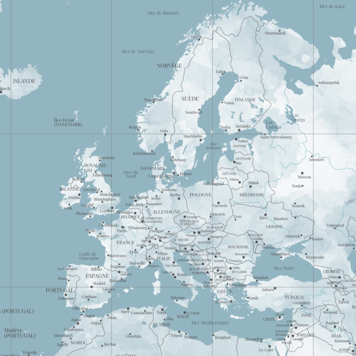 carte du monde zoom sur l'Europe