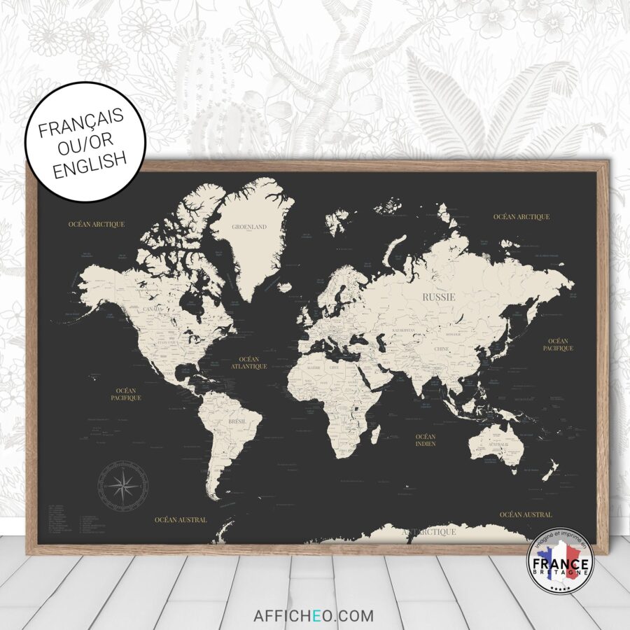 Carte du monde en français