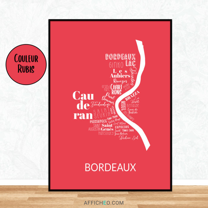 carte des quartiers de Bordeaux à personnaliser