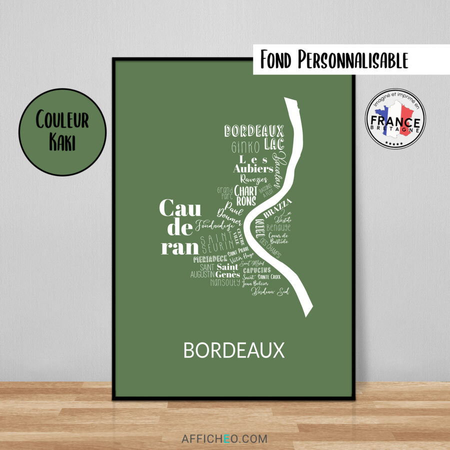 Carte des quartiers de Bordeaux à personnaliser