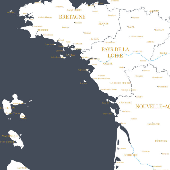Carte de France des régions détail