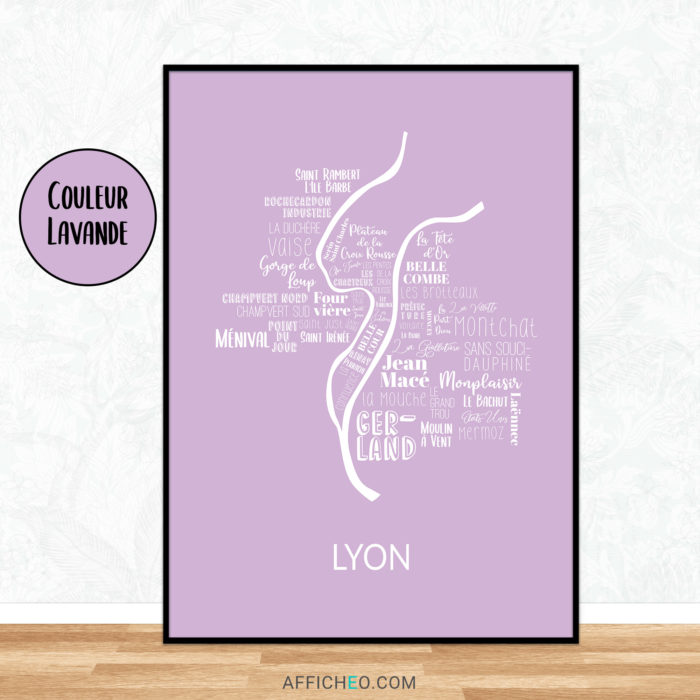 Carte de Lyon décoration murale à personnaliser