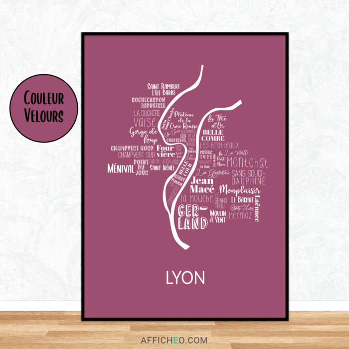 Affiche des quartiers de Lyon personnalisable