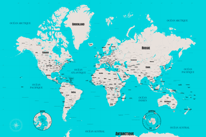 Carte du monde bleu flashy