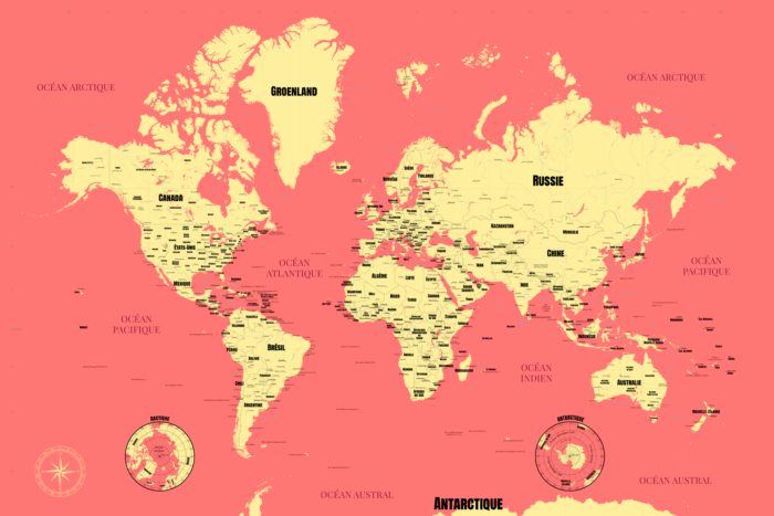 Carte du monde colorée à personnaliser
