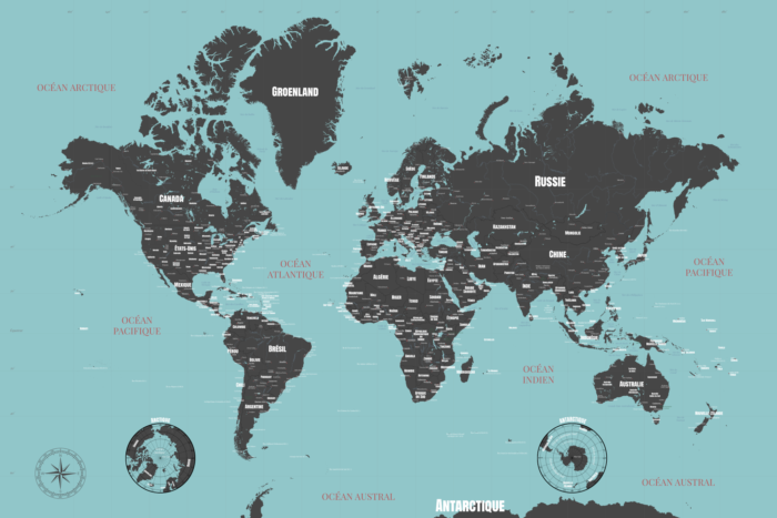 Map monde murale personnalisée