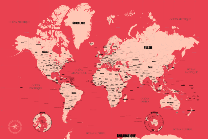 Carte du monde rouge