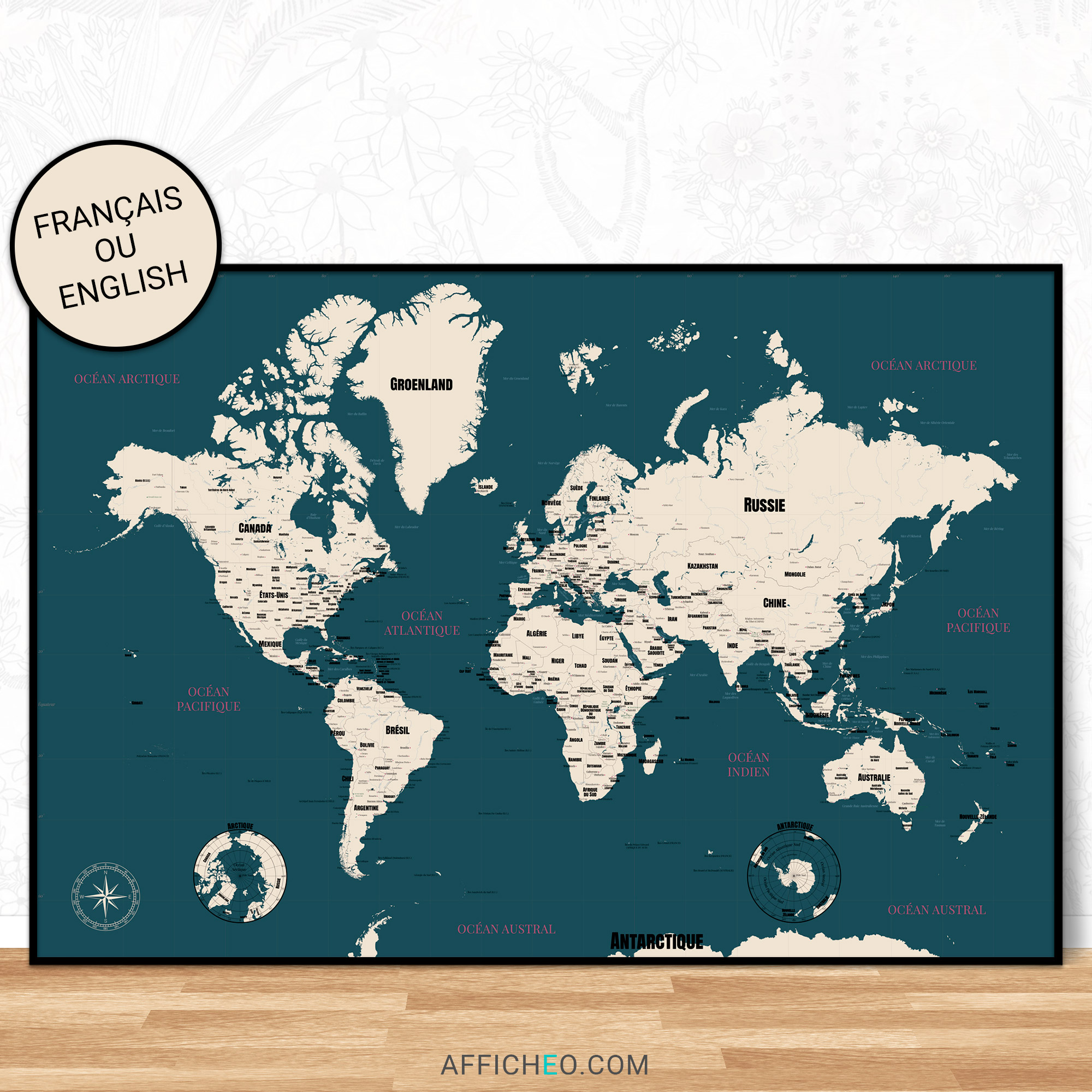Carte du monde personnalisable • Affichéo