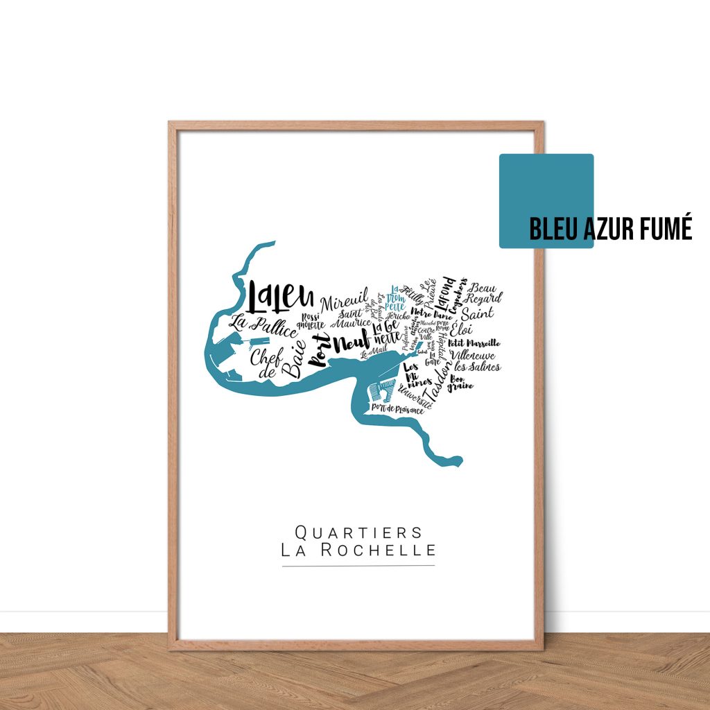 Affiche de La Rochelle avec les noms des villes personnalisable - Affichéo