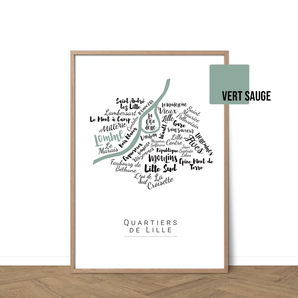 Affiche de Lille avec les noms des villes personnalisable - Affichéo