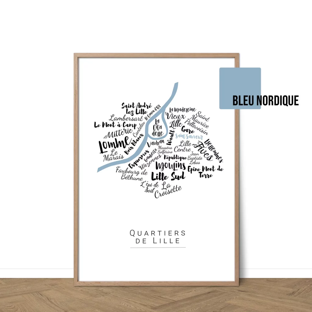 Affiche de Lille avec les noms des villes personnalisable - Affichéo