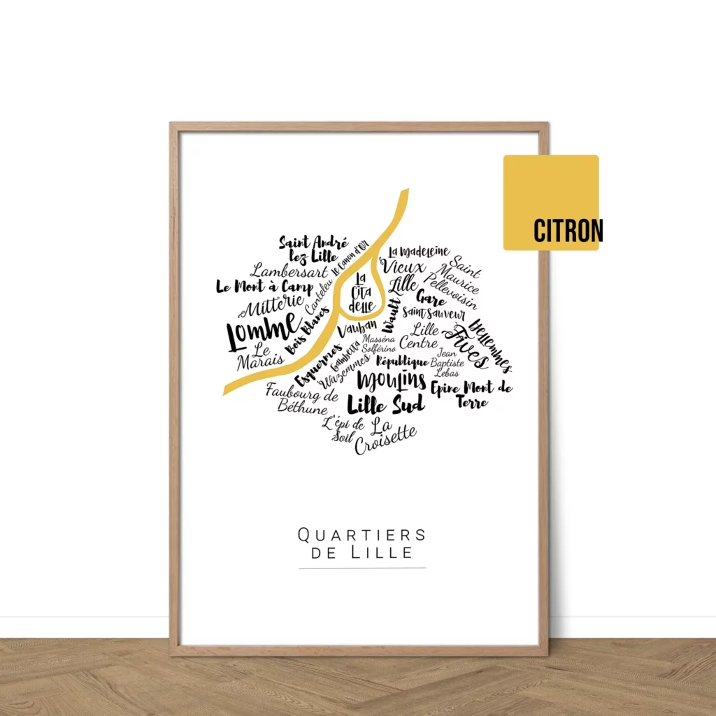Affiche de Lille avec les noms des villes personnalisable - Affichéo