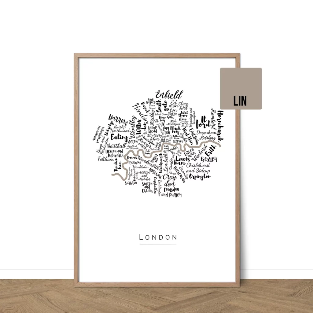 Affiche de Londres avec les noms des villes personnalisable - Affichéo