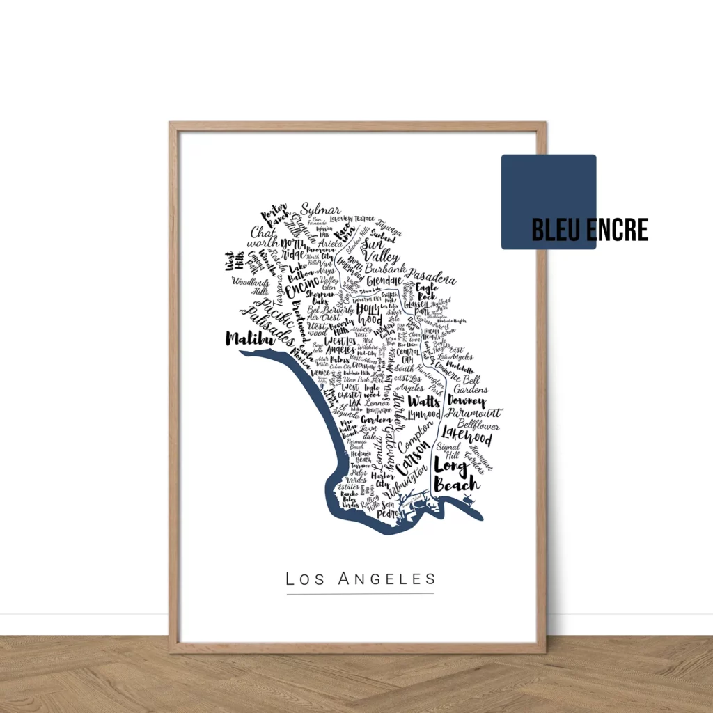 Affiche de Los Angeles avec les noms des villes personnalisable - Affichéo