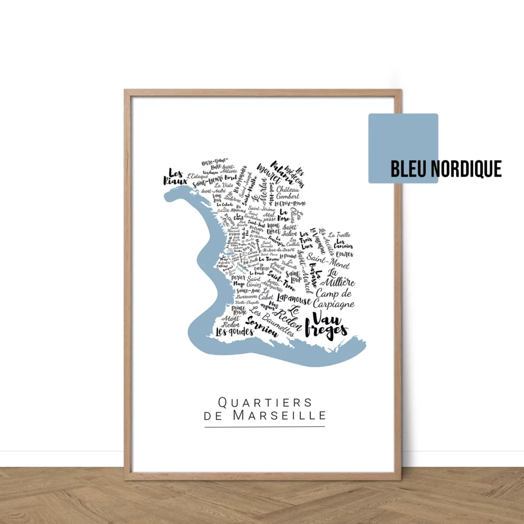 Affiche de Marseille avec les noms des villes personnalisable - Affichéo