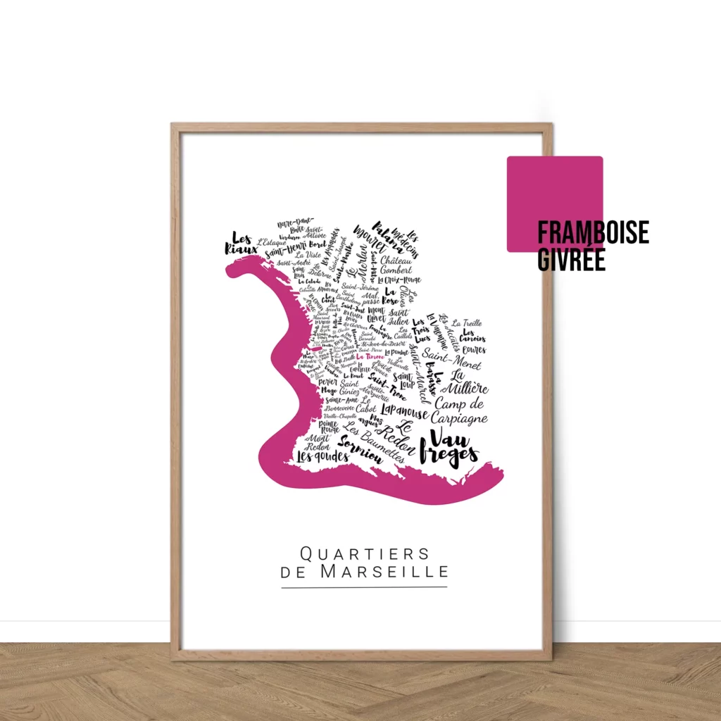 Affiche de Marseille avec les noms des villes personnalisable - Affichéo