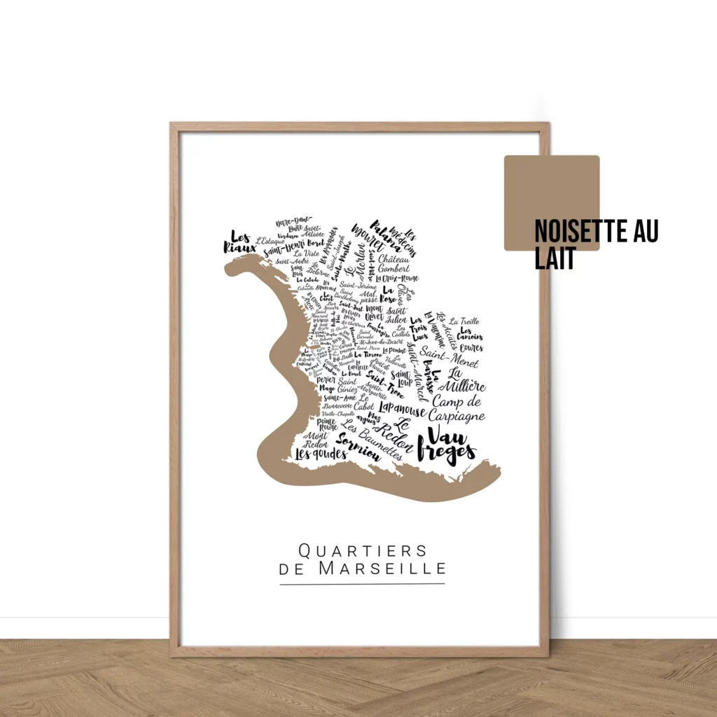 Affiche de Marseille avec les noms des villes personnalisable - Affichéo