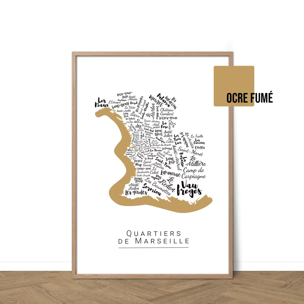 Affiche de Marseille avec les noms des villes personnalisable - Affichéo