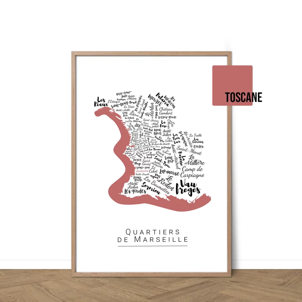 Affiche de Marseille avec les noms des villes personnalisable - Affichéo