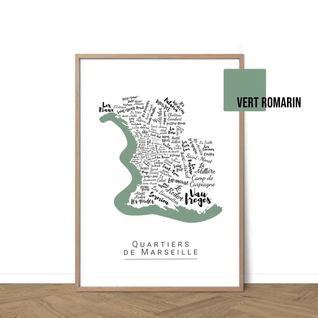 Affiche de Marseille avec les noms des villes personnalisable - Affichéo