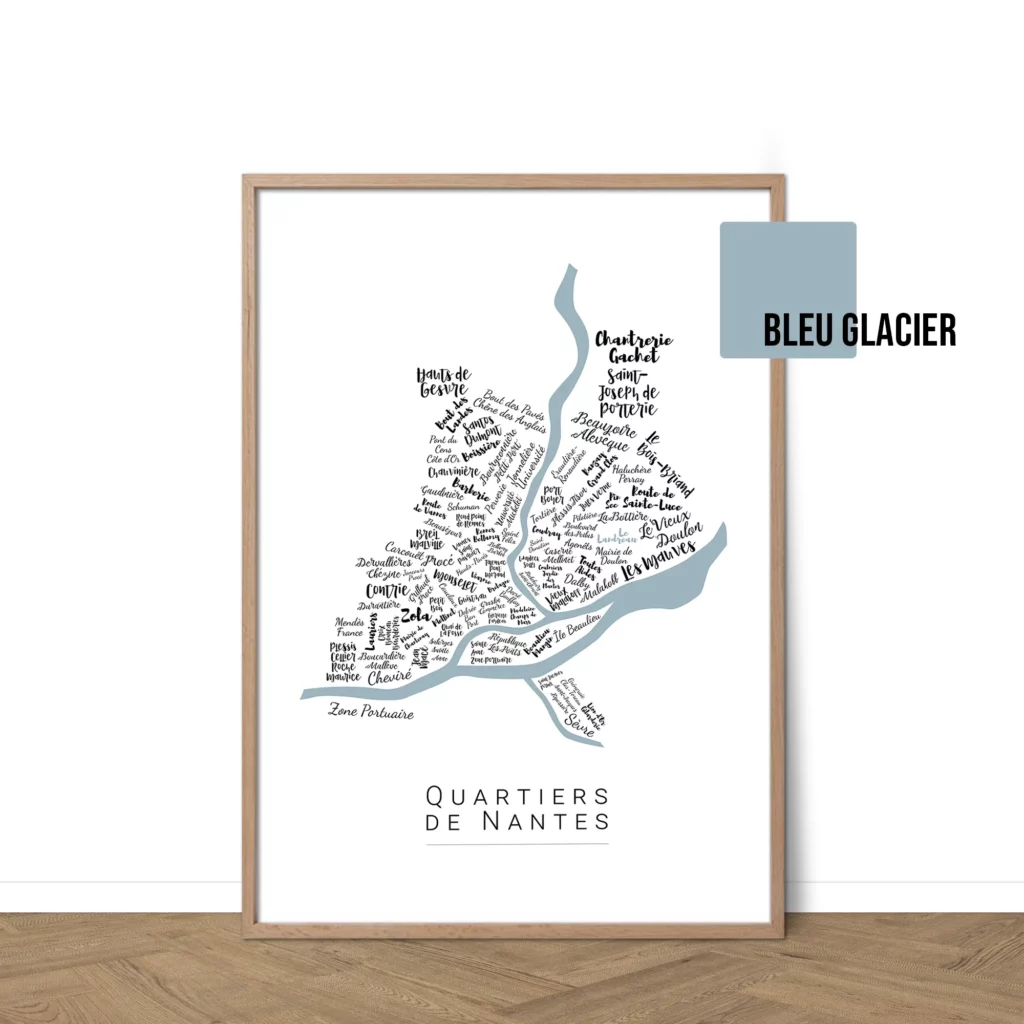 Affiche de Nantes avec les noms des villes personnalisable - Affichéo