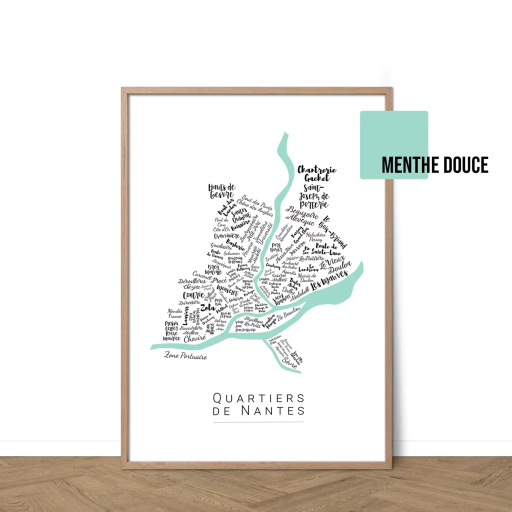 Affiche de Nantes avec les noms des villes personnalisable - Affichéo