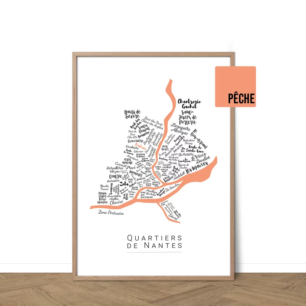 Affiche de Nantes avec les noms des villes personnalisable - Affichéo