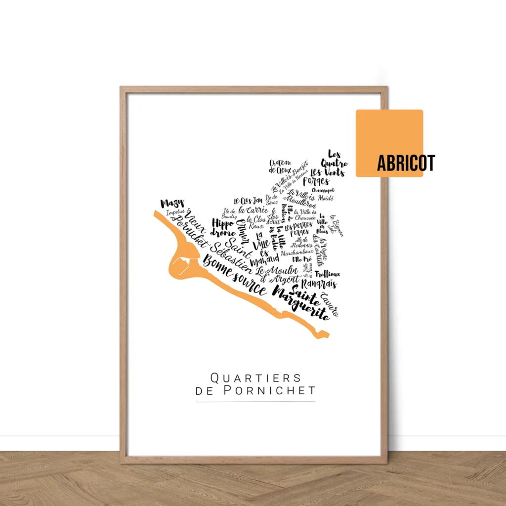 Affiche de Pornichet avec les noms des villes personnalisable - Affichéo
