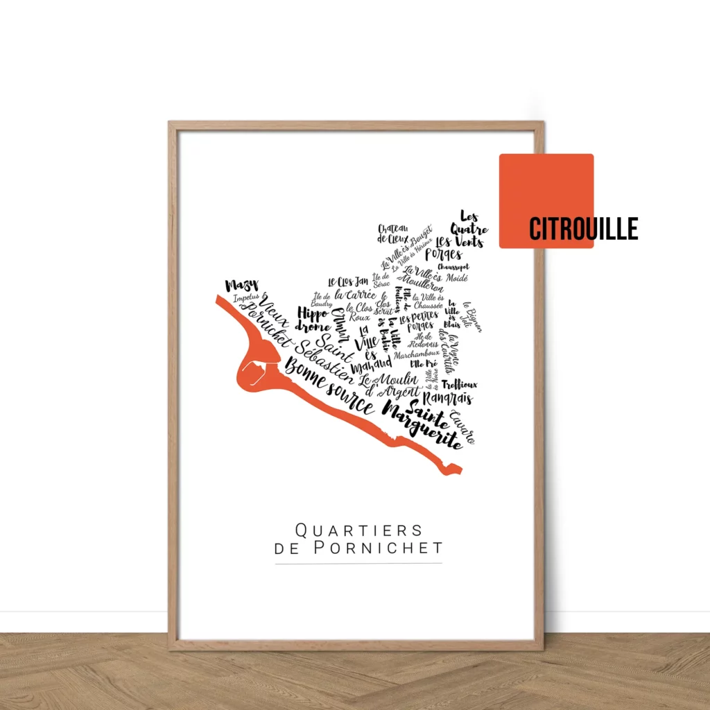 Affiche de Pornichet avec les noms des villes personnalisable - Affichéo
