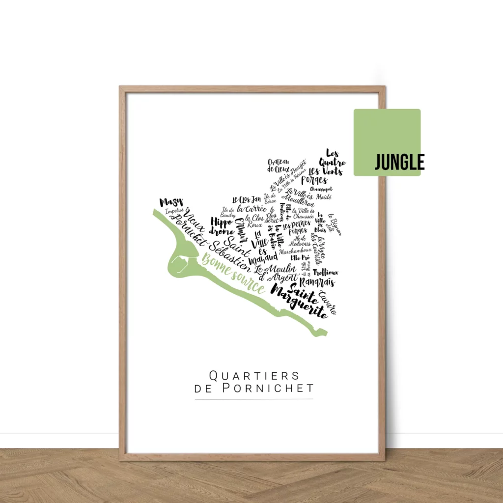 Affiche de Pornichet avec les noms des villes personnalisable - Affichéo
