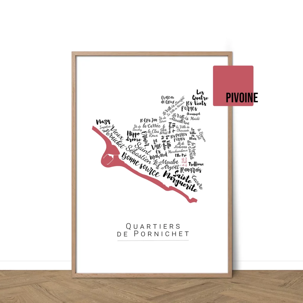 Affiche de Pornichet avec les noms des villes personnalisable - Affichéo