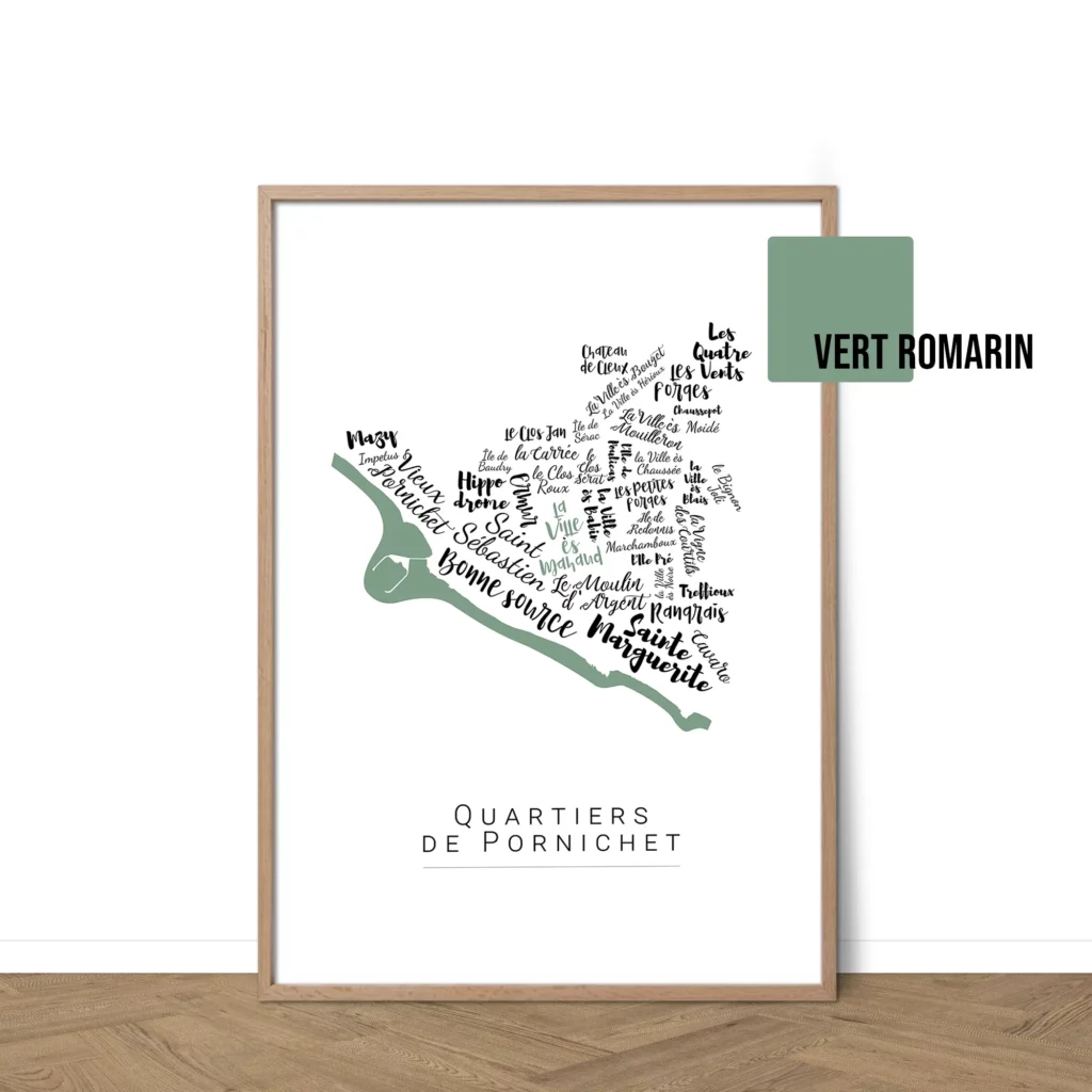 Affiche de Pornichet avec les noms des villes personnalisable - Affichéo