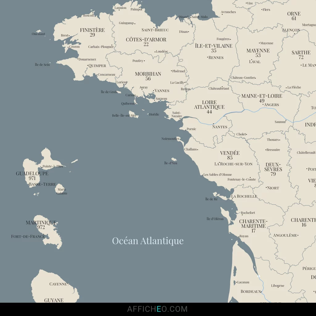 Carte de France moderne Paulette