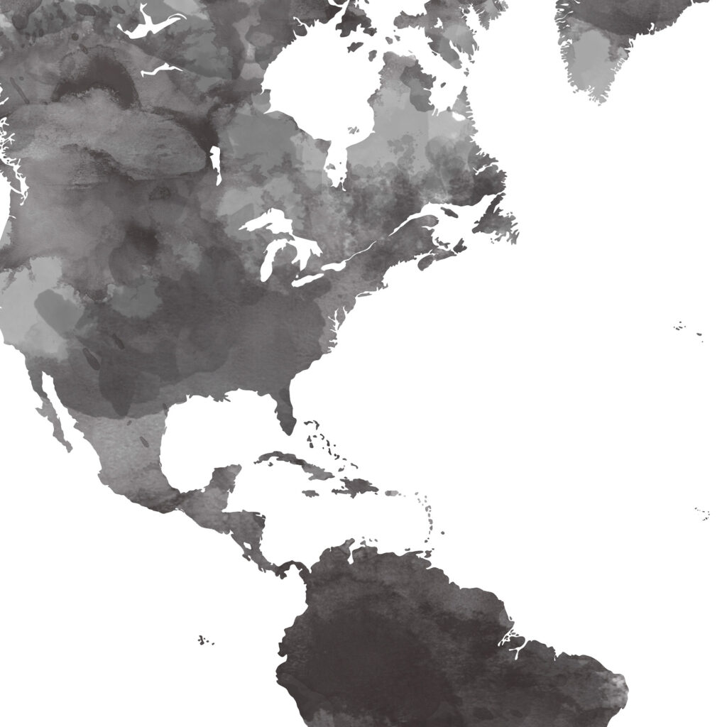 Carte du monde minimaliste noir et blanc
