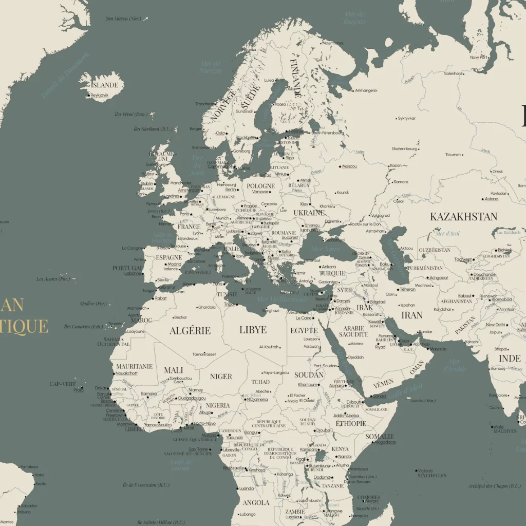 Zoom sur l'Europe et l'Afrique du Nord
