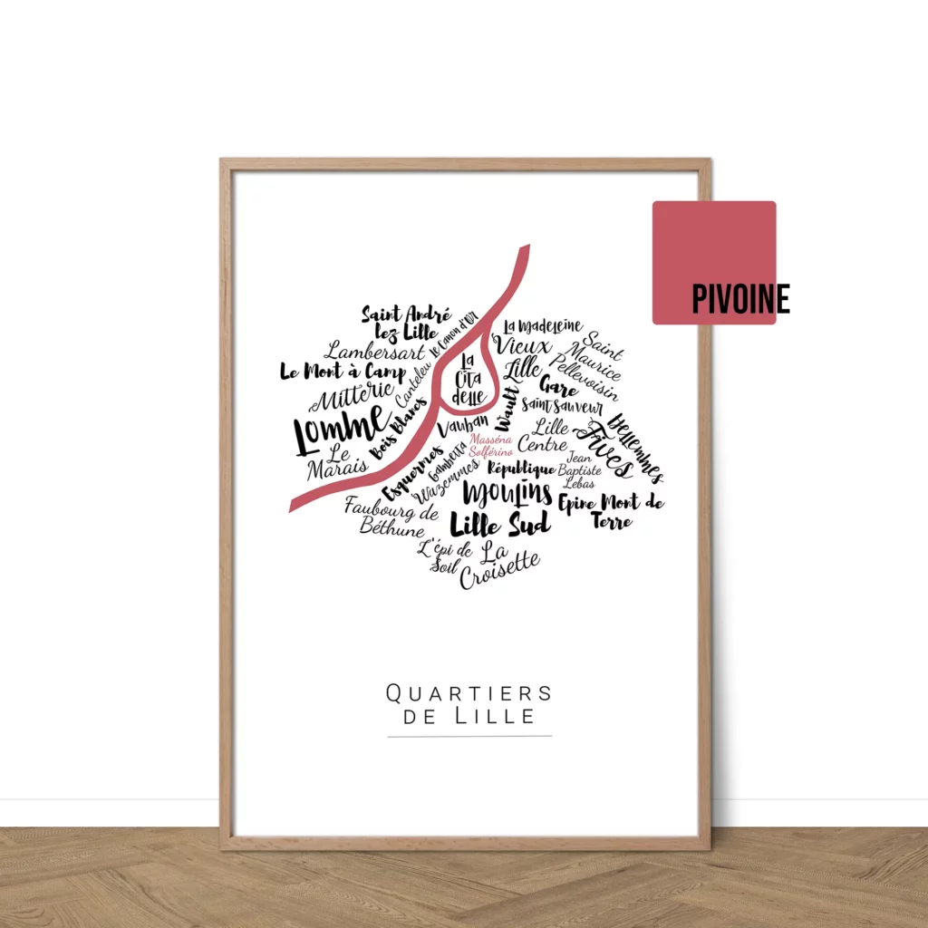 Affiche de Lille avec les noms des villes personnalisable - Affichéo