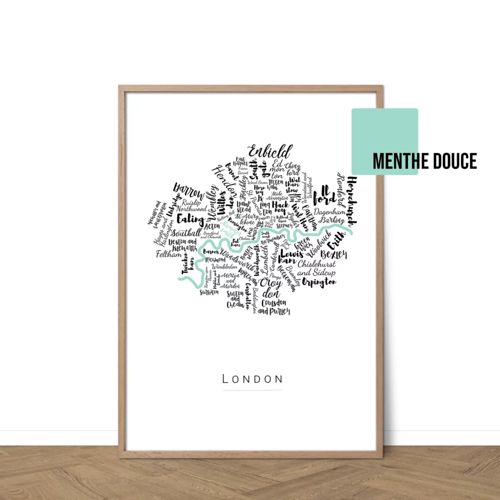 Affiche de Londres avec les noms des villes personnalisable - Affichéo