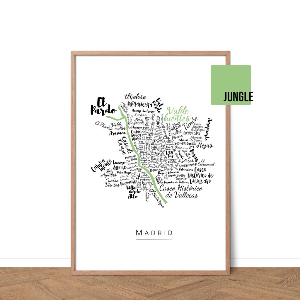 Affiche de Madrid avec les noms des villes personnalisable - Affichéo
