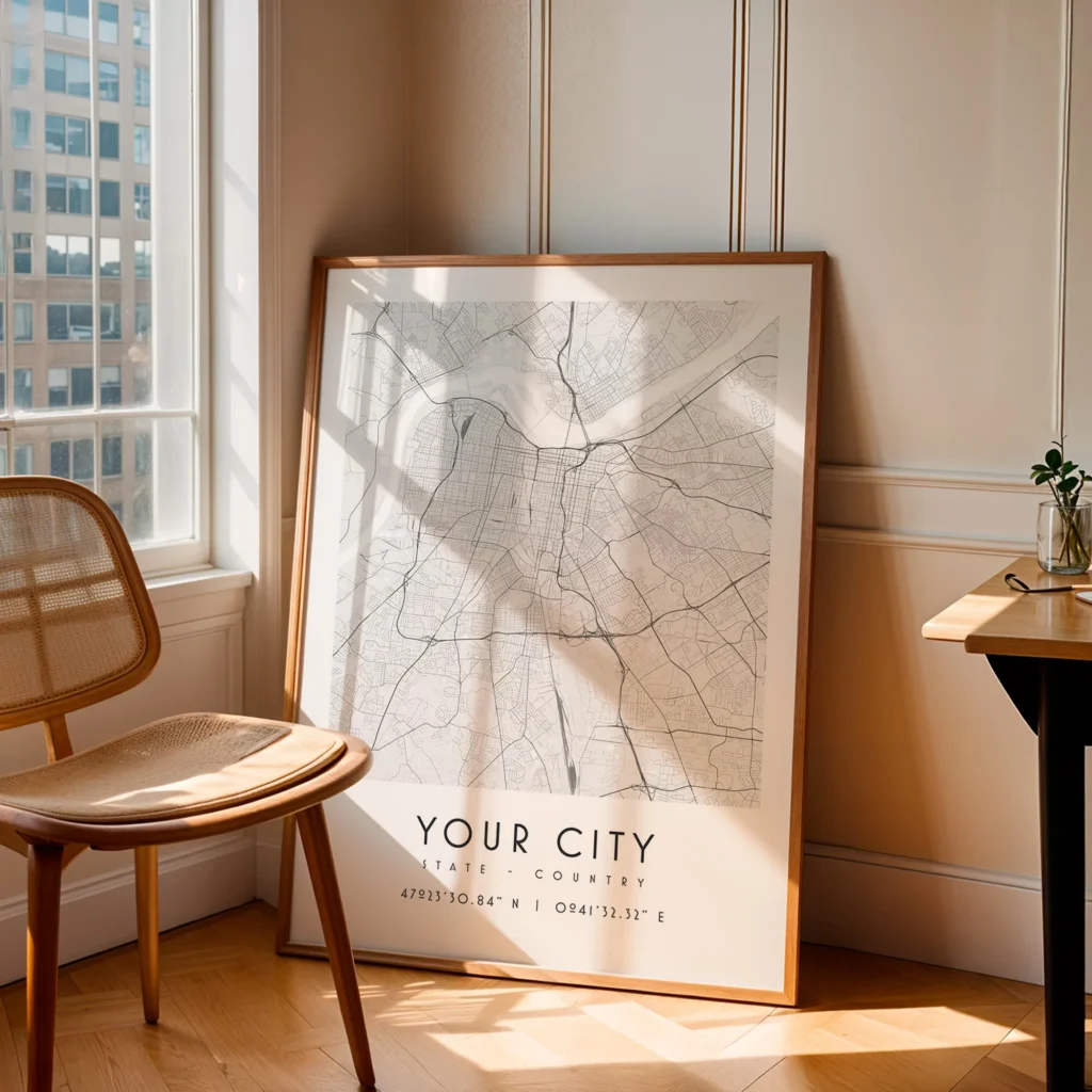 Plan des rues de la ville de votre choix en noir et blanc