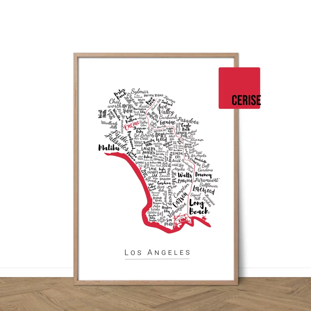 Affiche de Los Angeles avec les noms des villes personnalisable - Affichéo