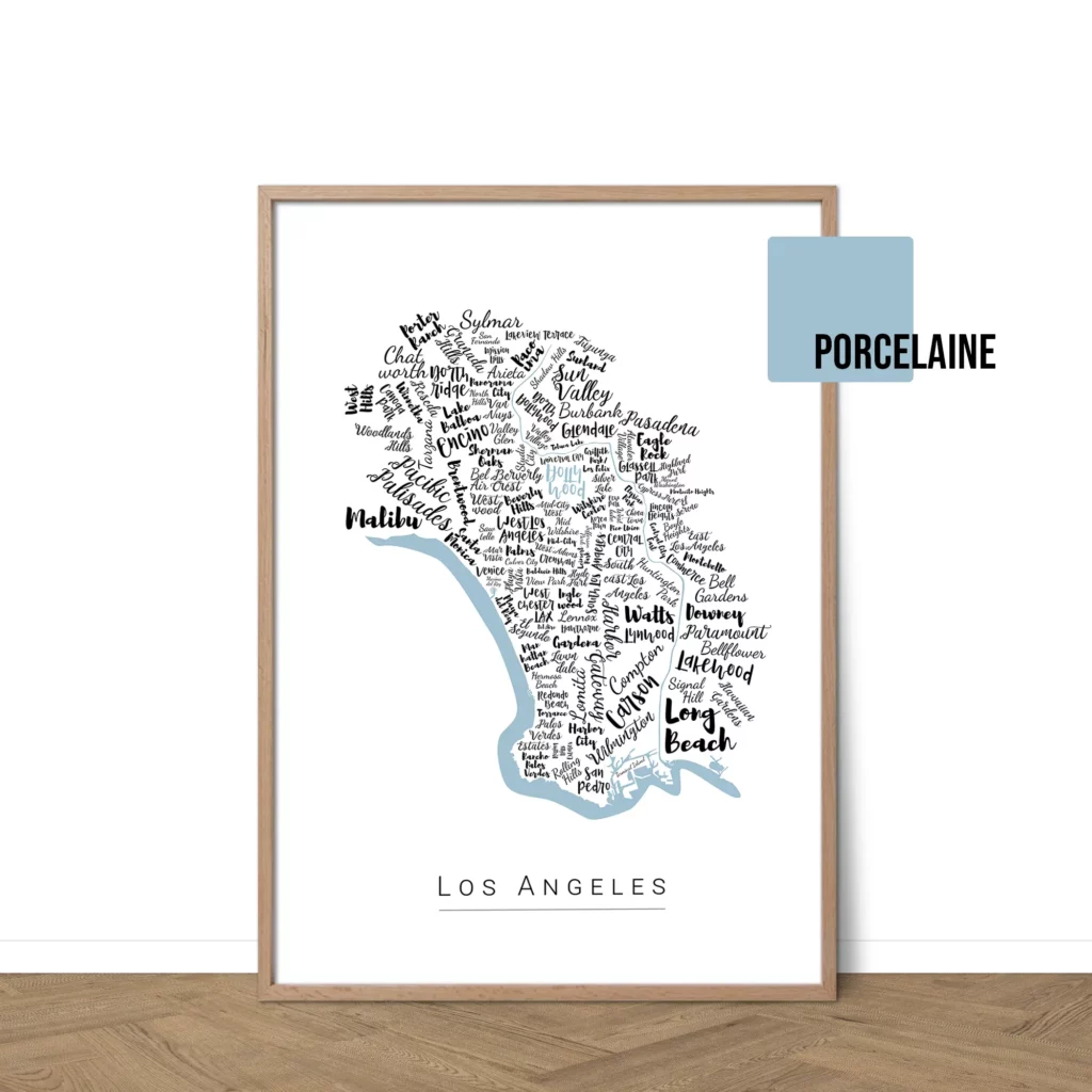 Affiche de Los Angeles avec les noms des villes personnalisable - Affichéo
