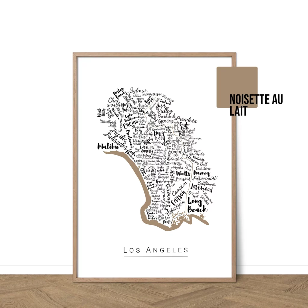 Affiche de Los Angeles avec les noms des villes personnalisable - Affichéo